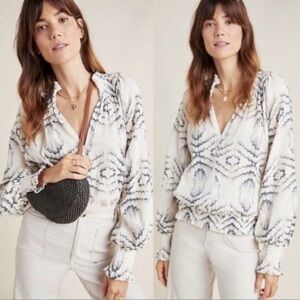 Anthropologie Porridge deep v-neck blouse